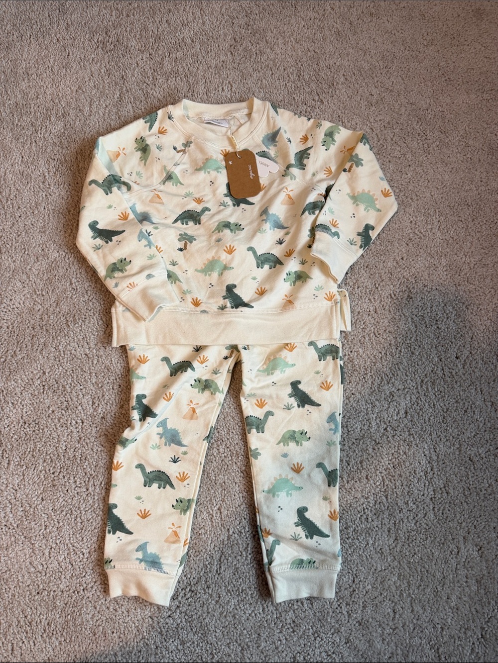 NWT Angel Dear Cream Dinosaur Set